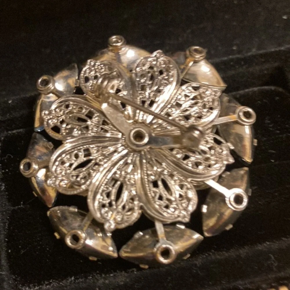 Two toned blue and silver brooch